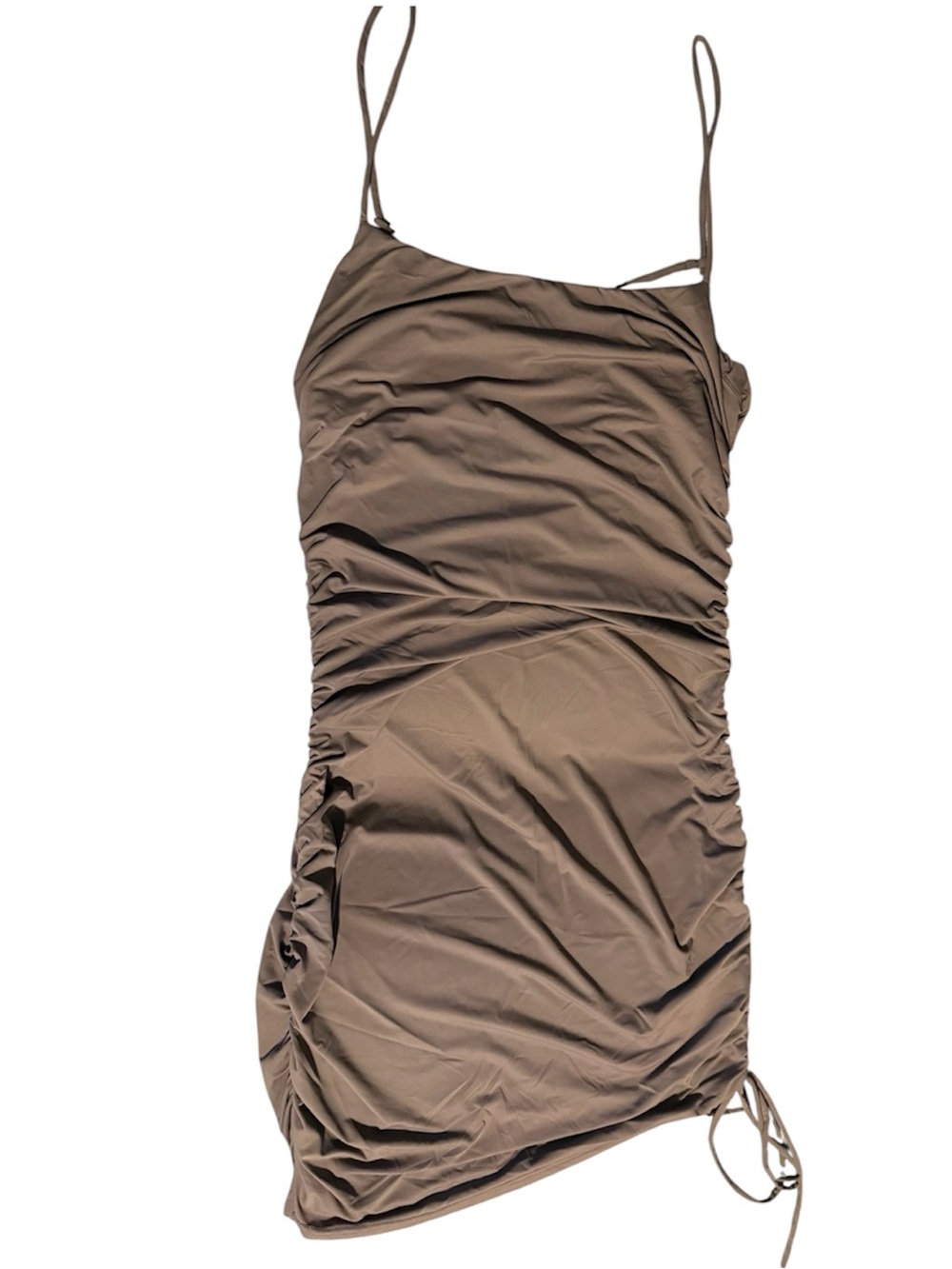 Women’s Ruched Slip Dress in Taupe